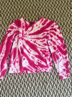 Halogen Pink and White Tie-Dye Crewneck Sweatshirt